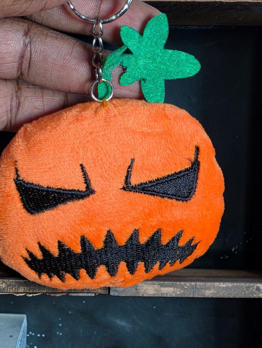 Orange Pumpkin Plush Keychain - Cute Halloween Accessory